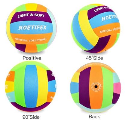 Soft Volleyball-Super Soft Fabric Light Volleyball for Indoor Practice Safe and Quiet Kids Youth Beginners House Yard Training Practice Games(Deflated) - color: Rainbow