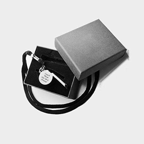 Personalized Silver Coach Whistle with Lanyard Custom Engraved Free - Referee or Sports Gift with Free Engraving - Ships from USA