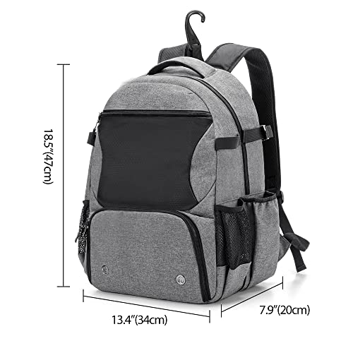 Baseball Backpack Holds Up to 4 Bats, Softball Bat Bag with Vented Shoe Compartment Up to Mens 13, Hence Hook and Multi Pockets for Essentials