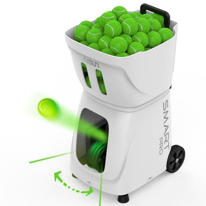 PUSUN｜PT-Smart Pro Internal Oscillation Tennis Ball Machine: App with 12 Built-in Training Modes, 28-Pt Custom Drills,75MPH, 5H,32.6lb Portable for Tennis & Padel,Training, Practice,Beginners to Pros - color: White