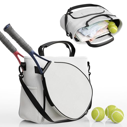 Tennis Bags for Women Men - Sleek Tennis Racket Bag for Sports Accessories with 2 Detachable Racket Cases - Gym Sling Bag, Pickleball Racquet Sling for Beginner Pro Players - color: White