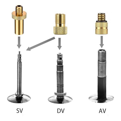 Bicycle Valve Adapter Set, Replacement Pump Head with Dual Valves for All Bicycles Car, Bike Valve Converter, Ball Pump Connection Hose, Ball Pump Needles, Air Pump Adapter for Bicycle Pumps