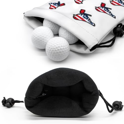 Golf Valuables Pouch, Leather Golf Tee Pouch with Drawstring Closure Golf Ball Tee Handbag Portable Golf Accessories - color: USA Birdie