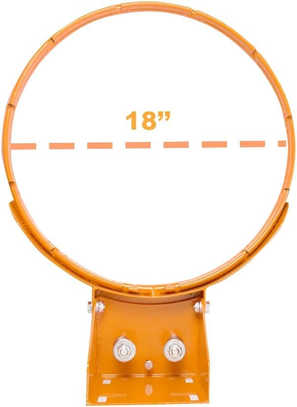 THUNDERBAY 18 inch Standard Double Spring Flex Reinforced Wall Mounted Basketball Rim, Two Nylon Nets Include One Nightlight Basketball Net - style: Basketball Rim with 1/2" Net Steel Braces