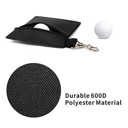 Golf Tee Pouch, 5.62 X 6.87 Inch Professional Zipper Golf Tee/Ball Pouch Bag with Metal Lobster Claw Clip - color: BLACK