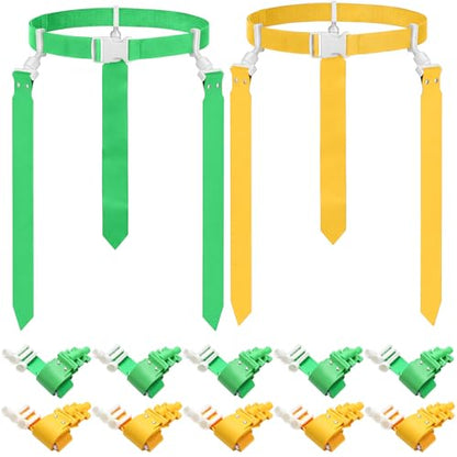 Hungdao 10/12 Players Flag Football Belts and Flags Adjustable Football Belts for Kids Teens Adults Team Training Sport Event - color: Green,yellow