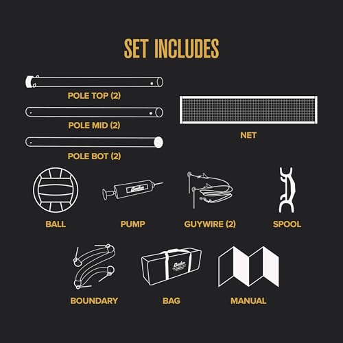 Baden Volleyball Net Set, Volleyball Bag, Adjustable Poles, & Boundary Lines, Portable Volleyball Net for Backyard or Outdoor Activities for Men, Women & Kids