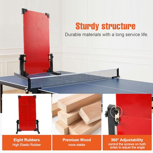 Table Tennis Rebound Board Rebounder with 8 Rubbers, Improved 2nd Generation Pingpong Return Board Self Training Equipment, Strong Steel Frame & Wheels (Stand Model) - style: 60 x 33cm - Table Model