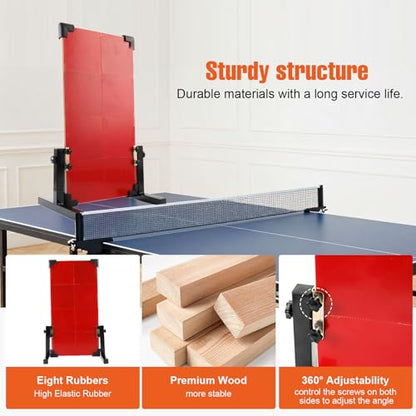 Table Tennis Rebound Board Rebounder with 8 Rubbers, Improved 2nd Generation Pingpong Return Board Self Training Equipment, Strong Steel Frame & Wheels (Stand Model) - style: 60 x 33cm - Table Model