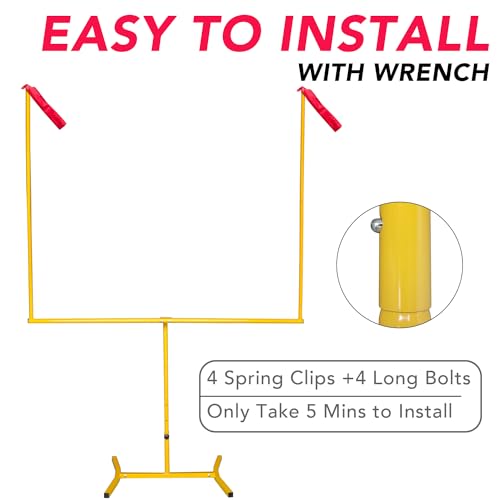 Football Goal Post, Adjustable Height Field Goal Post with Football, Sturdy Steel Tube Frame, Powder Coating Anti-Rust Craft, Easy to Assemble