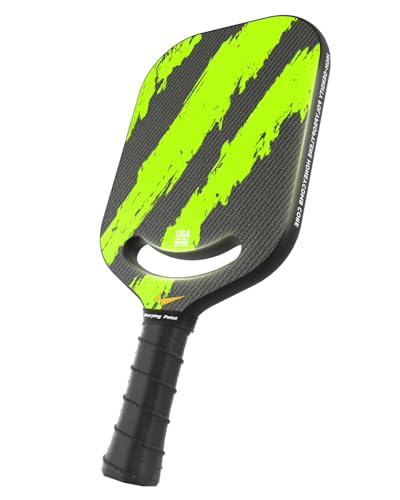 Warping Point Ascent Pickleball Paddles| Carbon Fiber Pickleball Racket with Aero Throat | Textured Grit Surface | Hexa Polymer Core | Designed for Swing Speed and Maneuverability - style: Green-16MM