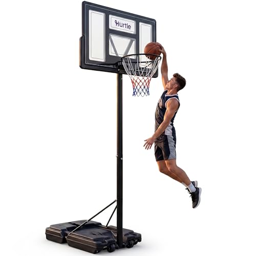 Kids Basketball Hoop Adjustable Portable Basketball Hoop for Kids Indoor Outdoor Play with Backboard Wheels Driveway Backyard - color: Clear, size: 10 FT