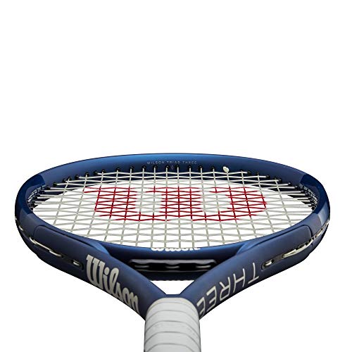 Wilson Triad Three Strung Performance Tennis Racket - Strung with Sensation 16 Natural at Mid Range Tension - size: Grip Size 3 - 4 3/8"