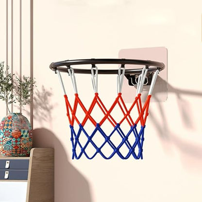Replacement Basketball Rim,Wall Door Mounted Basketball Hoop with Sticker,Basketball Flex Rim Goal Replacement with All Weather Net for Wall Door Mounted/14 Inch