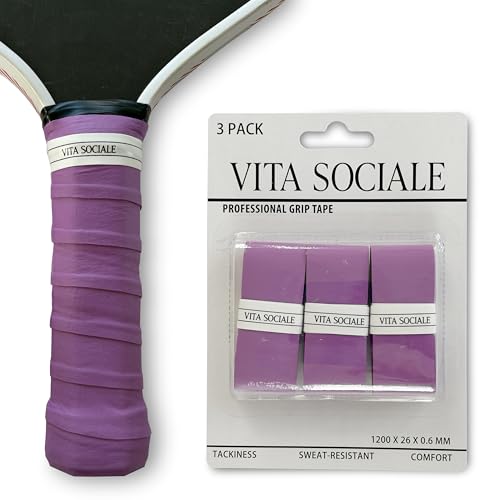 Pickleball Overgrip Tape (3 Pack) – Ultra-Soft Cushioned Grip, Sweat-Resistant, Non-Slip for Pickleball Paddles & Tennis Rackets - color: Purple - Extra Tacky