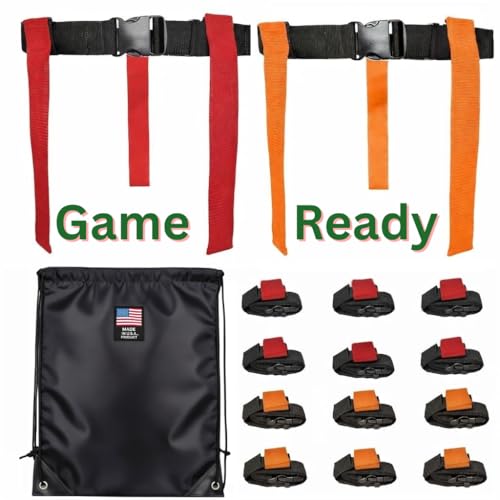 HE Adult Flag Football Belts 40″ Adjustable, Extra-Wide 2″ Heavy-Duty Polypro – American Made Lifetime Waranty Several Colors - color: Red/Orange