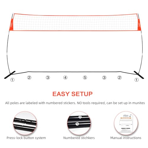 12FT/18FT Portable Volleyball Training Net for Hitting or Serving Drills, Outdoor & Indoor Freestanding Practice Net With Height Adjustable, Carry Bag - style: 18ft Portable volleyball net