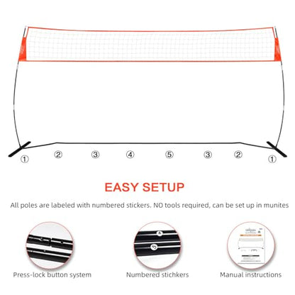 12FT/18FT Portable Volleyball Training Net for Hitting or Serving Drills, Outdoor & Indoor Freestanding Practice Net With Height Adjustable, Carry Bag - style: 18ft Portable volleyball net