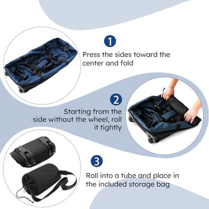 110L Expandable to 140L 32” Foldable Oxford Soft-Sided Rolling Duffle Bag with 2 Heavy-Duty Wheels,2 Large Compartments,Adjustable Shoulder Strap and Attached Organizer Pouch,Navy Blue - color: Navy Blue