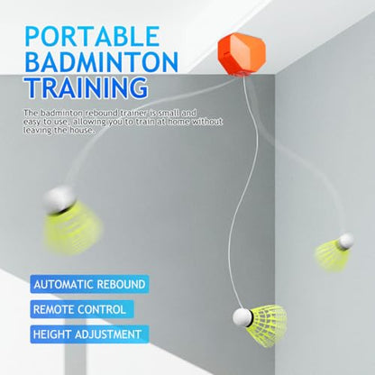 Badminton Trainer Self Practice Aid Elastic Rebound Device with Remote Control for Indoor and Outdoor Solo Training Set