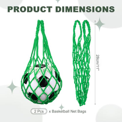 uxcell Basketball Net Bags, Nylon Soccer Ball Holder Portable Multifunctional Single Ball Mesh Net Bag for Storage Basketball Soccer Rugby Balls - color: Green
