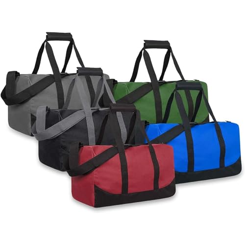 24 Pack Bulk Duffle Bags Wholesale by the Case for Homeless, Sports Teams, and Duffle Bags for Foster Kids (Assorted Colors Pack) - color: Assorted Colors Pack