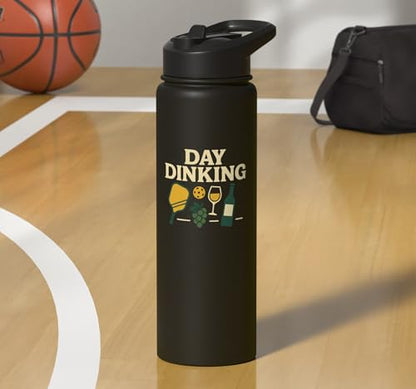 Funny Pickleball Pun Paddle Day Dinking Stainless Steel Insulated Water Bottle - color: Black