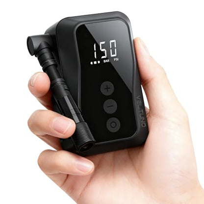 Electric Mini Bike Pump,Portable Bicycle with Digital Pressure Gauge,Smart Auto Stop,Max 150 PSI,USB-C Rechargeable, Presta & Schrader Valve for Road Bike,MTB,E-Bike,Motorcycle,Balls
