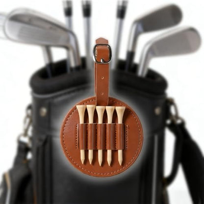 VOVCIG Golf Tee Holder with Wood Golf Tees, 2 Set Tee Holder, Leather Gift for Golfer Men & Women
