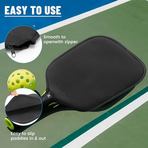 2 Pcs Pickleball Paddle Covers, Universal Case Size Racket Sleeve Paddle Storage Bag Compatible with Most USAPA Standard and Elongated Pickball Paddles