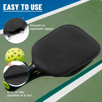 2 Pcs Pickleball Paddle Covers, Universal Case Size Racket Sleeve Paddle Storage Bag Compatible with Most USAPA Standard and Elongated Pickball Paddles