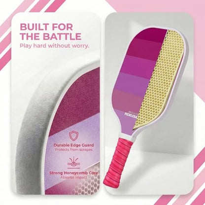 – Carbon Fiber Pickleball Paddles – USAPA Approved, Honeycomb Core, Cushioned Grip, Lightweight Design – Single Paddles & Paddle Sets - color: Neon Pink - Paddle Set