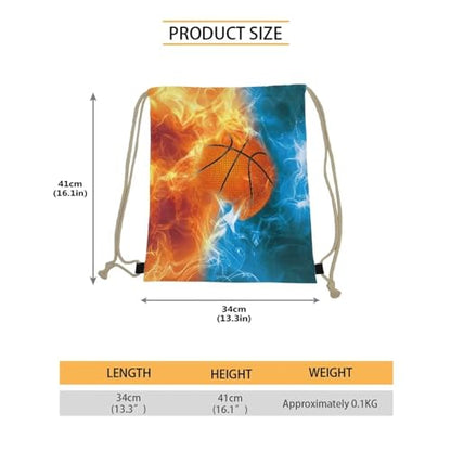 Mumeson Gym Bag Drawstring Bag Small Shoulder Bag Women Crossbody Backpack with Strap, Fire Basketball Pattern - color: Fire Basketball Pattern