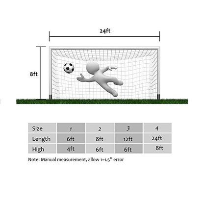 Soccer Net, Outdoor Backyard Football Goal Post Net Portable Soccer Sports Training Practice Equipment - size: 24 x 8FT