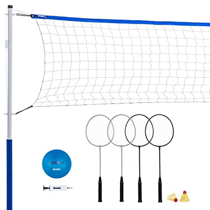 Franklin Sports Volleyball + Badminton Sets - Beach + Backyard Game Set - Volleyball, Pump, Badminton Rackets, Birdies, Net + Poles Included - style: Recreational Badminton/Volleyball Set