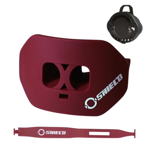 O Shield Core Football Mouth Guard with Detachable Strap, No Boil Brace Friendly Lip Guard for Football, 7v7, Flag Football and Training - color: Maroon