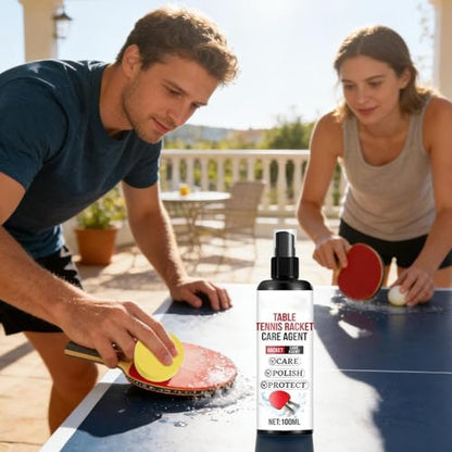 Table Tennis Paddle Cleaning Spray - Paddle Cleaning Spray with Sponge, Table Tennis Racket Protectant Agent,for Home Gym Sports Practice Training Exercise Workout Indoor