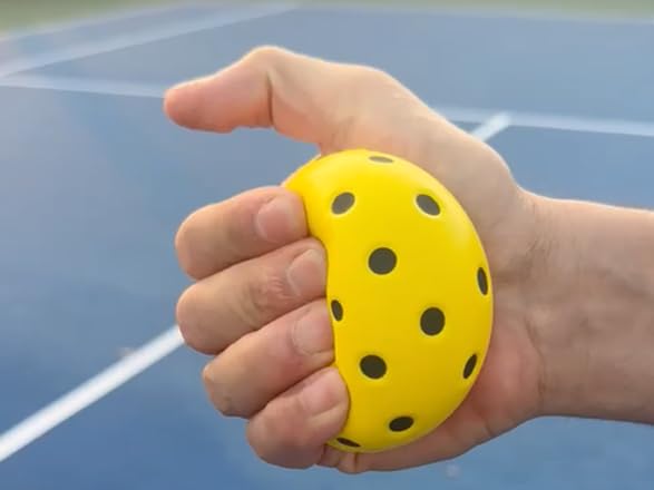 Pickleball Training Ball, Indoor Outdoor Practice Ball, Yellow with Black Holes, Plastic, Lightweight Design