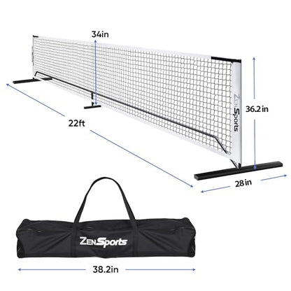 ZENY Portable Pickleball Net Set System with Metal Frame and 22FT Regulation Size Pickball Net with Carry Bag for Backyard, Driveways, Outdoor Game - style: Pickleball Net with Court Marker