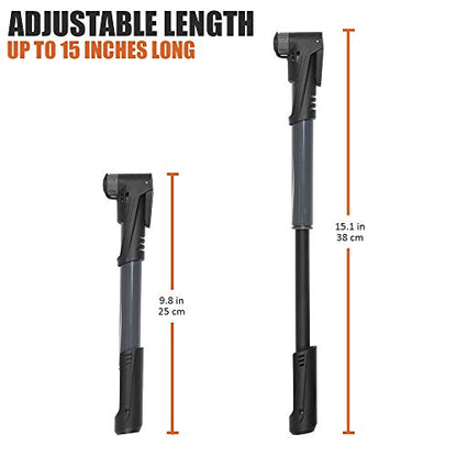 BV Mini Bike Pump Portable Frame Pump, Shock Pump for Bike Shock, Air Ball Pump Inflator with Ball Pump Needles, Mini Pump Fits Presta & Schrader- Smart Valve - style: Mini Pump