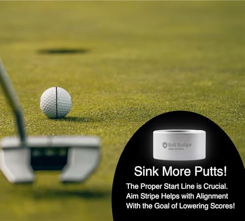 Ball Badge Aim Stripe - 360 Degree Golf Ball Line Marker Kit with Golf Bag Attachment for Perfect Alignment and Precision Putting - color: Silver