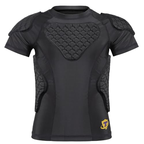 TUOY Youth Boys Padded Protective Shirts Paddded Compression Shirts for Football Paintball Baseball - color: Black, size: Medium