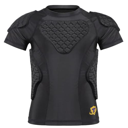 TUOY Youth Boys Padded Protective Shirts Paddded Compression Shirts for Football Paintball Baseball - color: Black, size: Medium