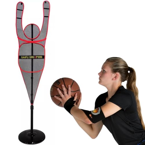 Portable Defender Practice Dummy for Basketball, Adjustable Freestanding Training Mannequin for Dribbling Shooting Passing (Red)