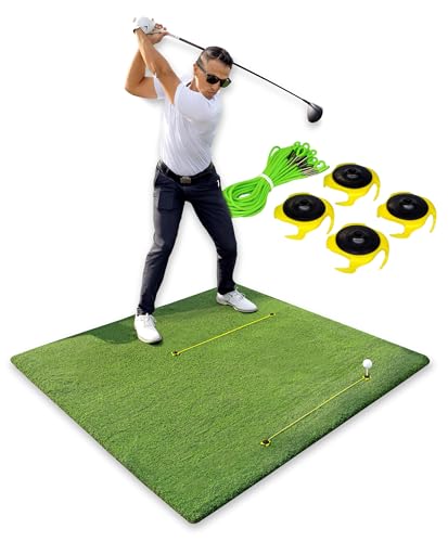 Tee Claw Golf Tee Holder, Golf Mat Tee, Golf Alignment String, Baseball Agility Training for Indoor and Outdoor, Made in the USA. - color: 4 Pack Black / Yellow