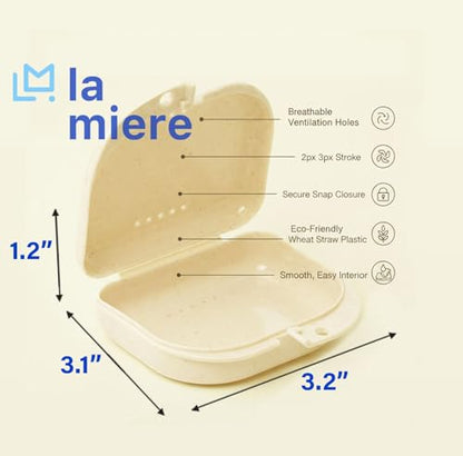 LA MIERE Wheat Straw Retainer Case, Slim Aligner Case with Vent Holes, Compatible with Invisalign, Mouth Guard, Buttercup - color: Buttercup