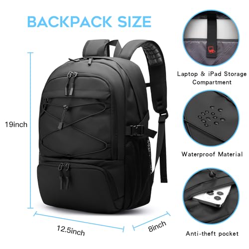 FUTURE AESTHEICS Basketball Backpack Large Sport Bag for Men，Waterproof Backpack with Separate Ball Holder Shoes Compartment，Sports Equipment Bag for Basketball，Volleyball，Soccer，Gym，Outdoor
