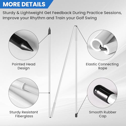 FINGER TEN Golf Alignment Sticks Rods Swing Trainer Tools 43 Inch 3 Pack, Fits in Golf Bag Tour Stickers Practice Training Aid