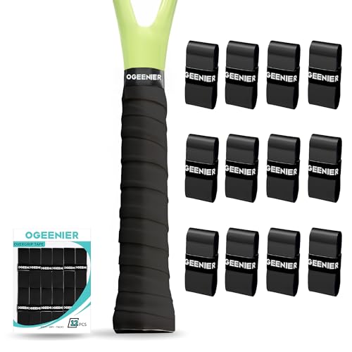 Tennis Racket Grip Tape, 3, 6, 12 Pack Tennis Overgrip Tape, Absorbent and Anti-Slip, Precut Soft Racquet Wrap Grips Tape for Pickleball Paddle/Badminton - color: Black, size: 12 Pack