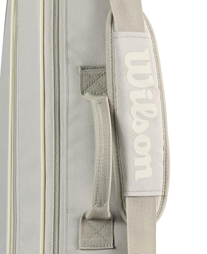 WILSON 2025 Team Tennis Racket Bags - color: Oats/Red, size: Holds up to 3 Rackets